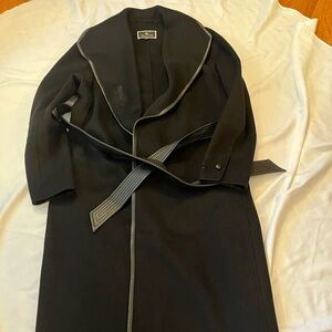 Long flannel like wrap coat